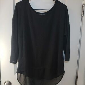 New York & Company Black Asymmetrical Blouse